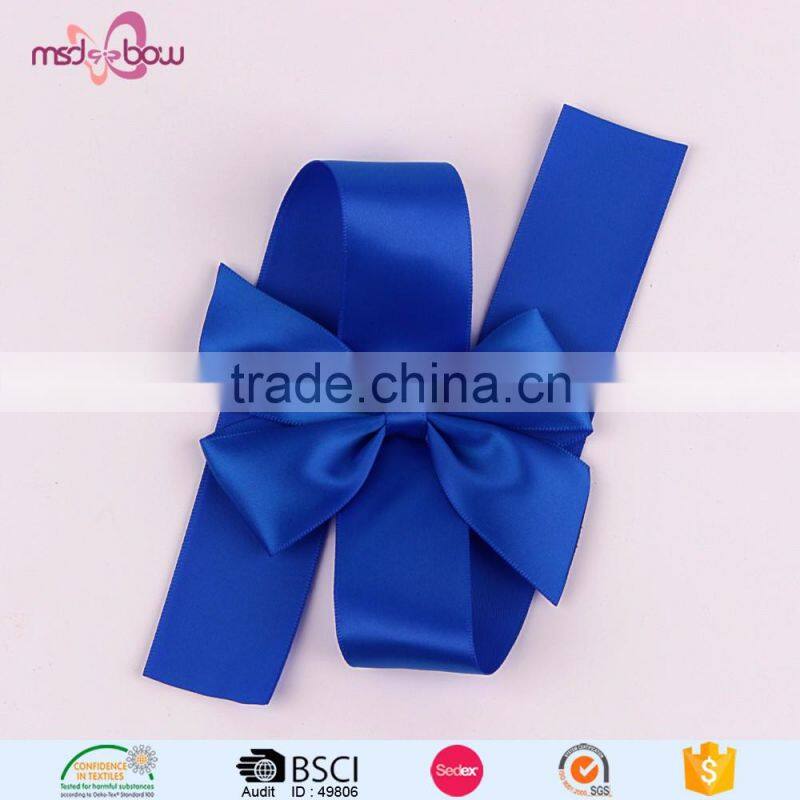 Pre-made red satin ribbon gift wrapping elastic band bow for box