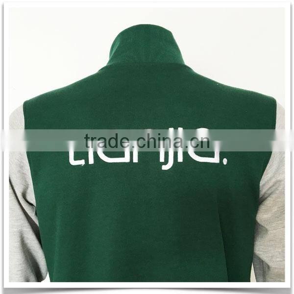 Full zip custom logo green match gray color sweater