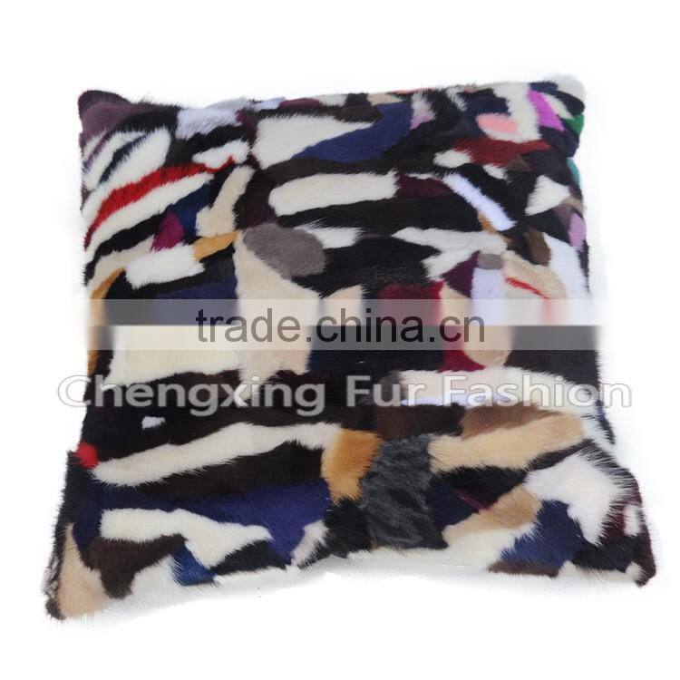 CX-D-81 Home Decoration Pillow Patchwork Mink Fur Cushion & Pillow Cover