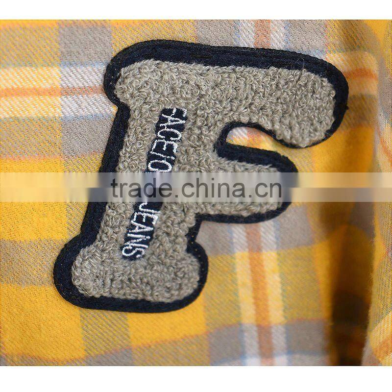 Hot Sale Little Girls And Boy Fashion Winter Yellow Check Pattern Coats