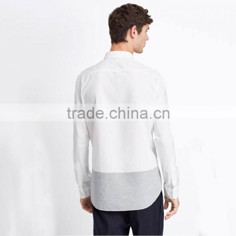 Hot styles contrast colors curve bottom fancy dress shirts for men