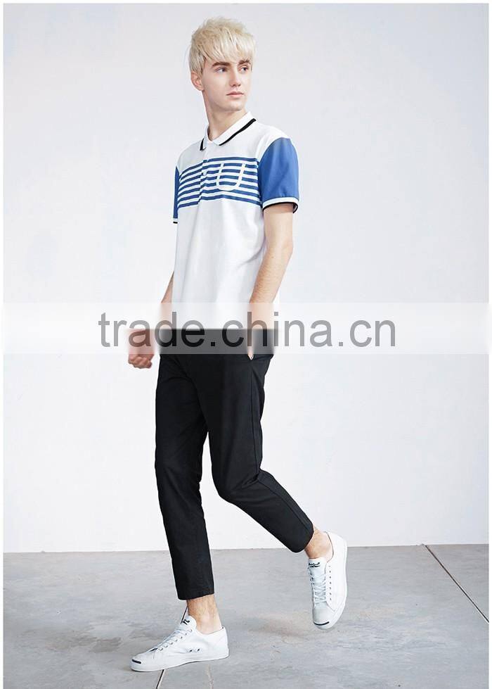 Fashion stripe plain white new design polo shirt