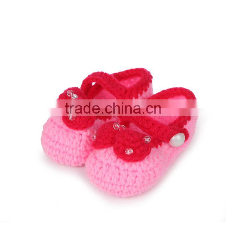 2015 New Design Bowknot Handmade Crochet Fashion Child Shoes