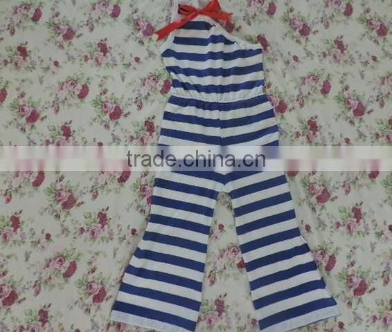 Summer new arrive toddlers clothing cool new design One-shoulder blue and white stripes cotton romper summer hot sale 2016