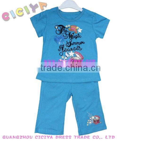 Girls cute summer 100%cotton pajamas popular fancy pajamas