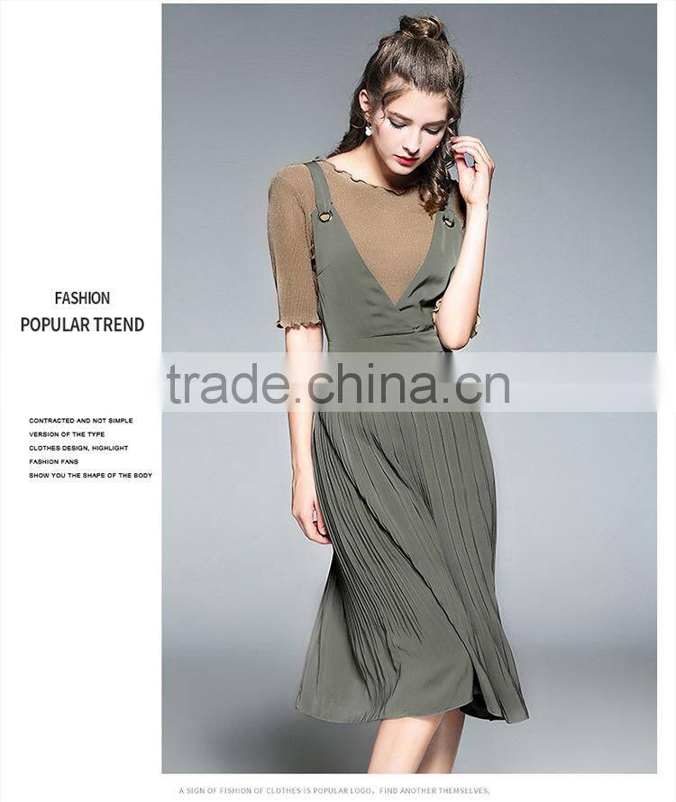 Dresses In Casual Dresses Deep V-Neck strapless high-waisted accordion pleated skit two pieces dresses