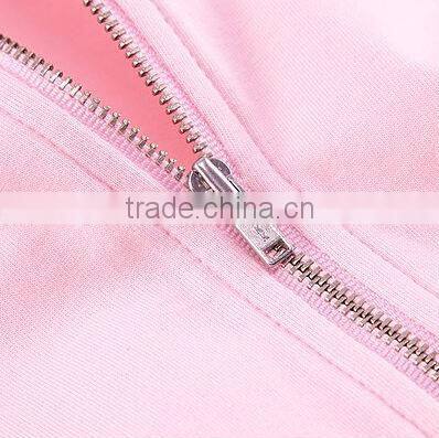 Plain pink zipper pocket hoodie