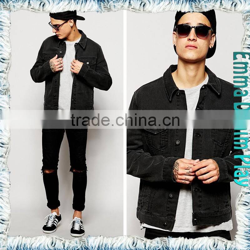 EMMA PRIVATE CUSTOMIZED MADE Fashion Designer Mens Black Denim Jackets Wholesale