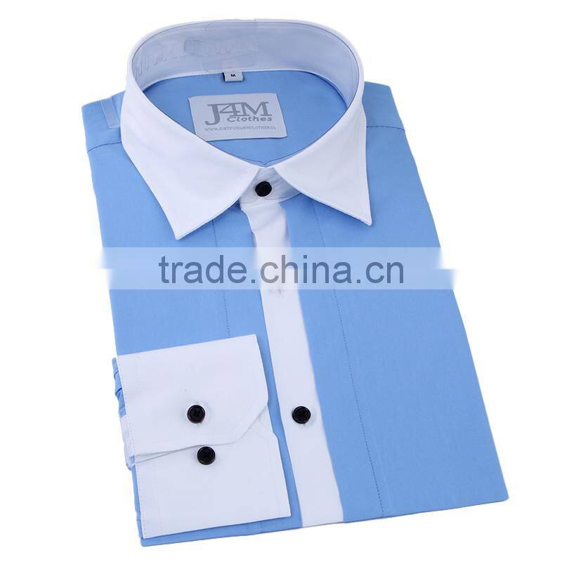slim fit contrast color casual custom long sleeve men shirt