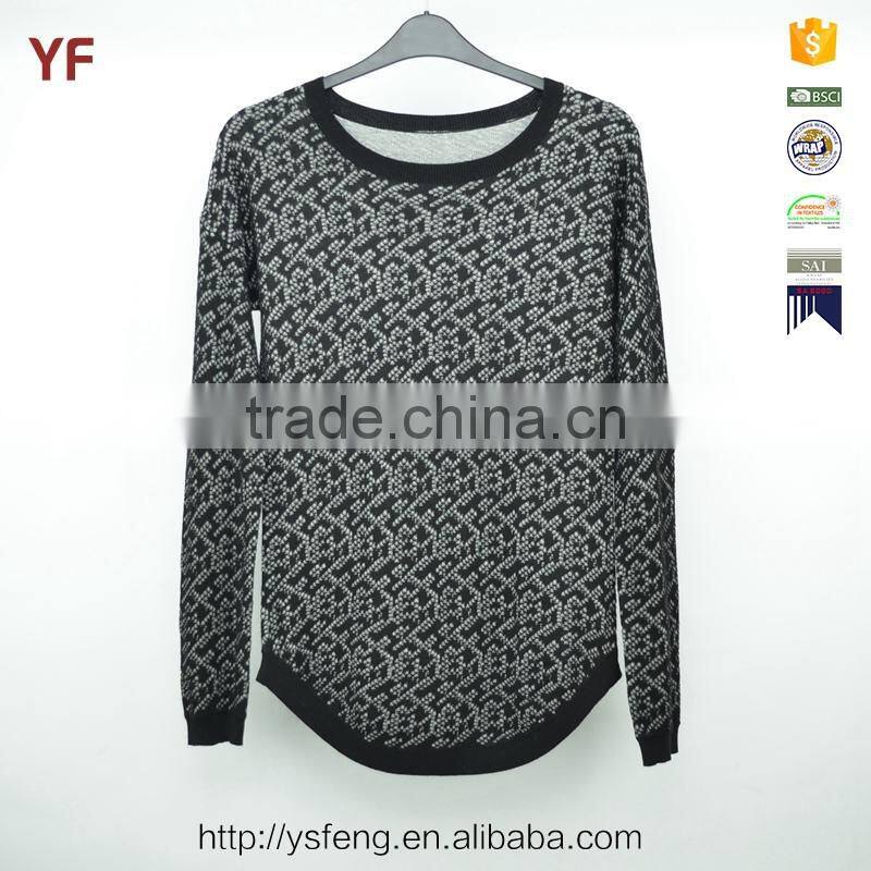 Fashion Korean Knitwear Print Middle Age Women Sweater