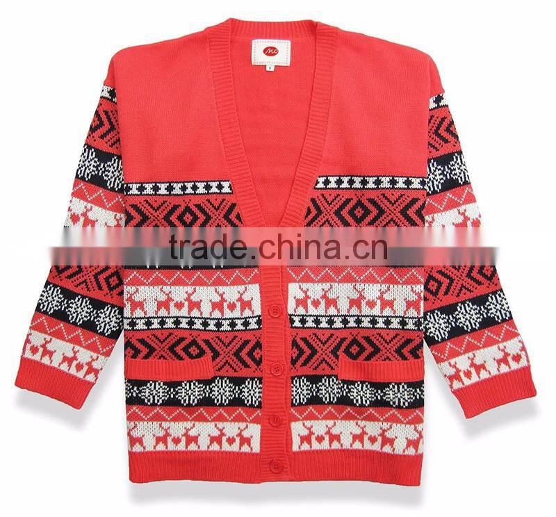 Women open front long sleeve thin christmas knitted cardigan for sale