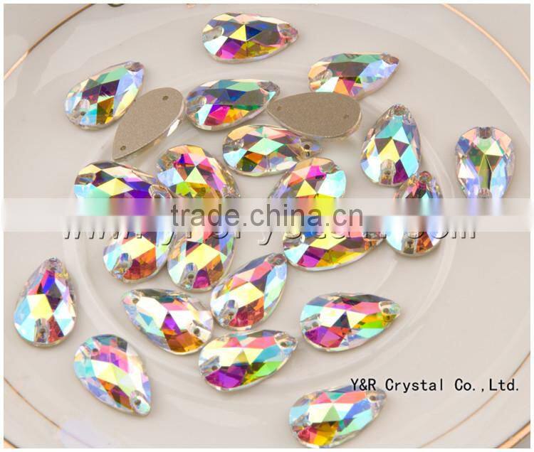 pear shape AB 10x18mm sew on rhinestones flatback crystal Teardrop sewing crystal dress