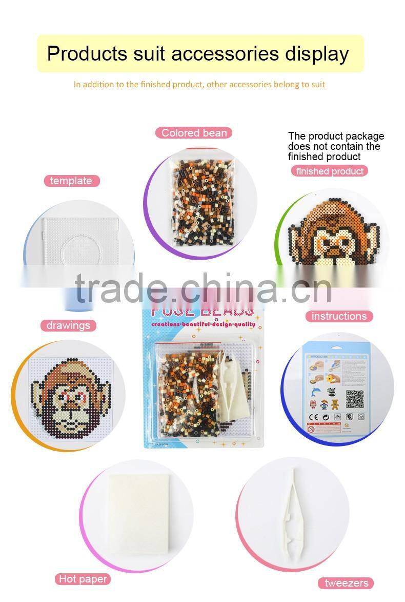 Diyfashion 5mm mini hama perler fuse beads Gorilla set with pegboard iron paper and twezzer fuse beads set toys 18001
