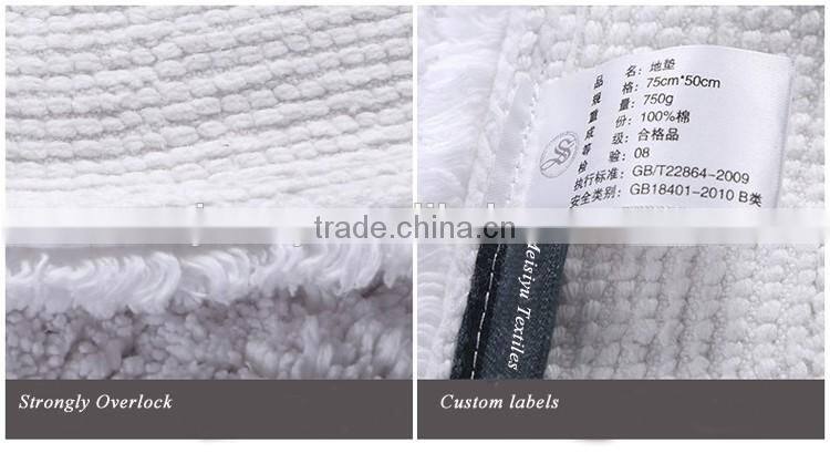 Non-slip bathroom floor mat cotton dark gray cotton embossed logo