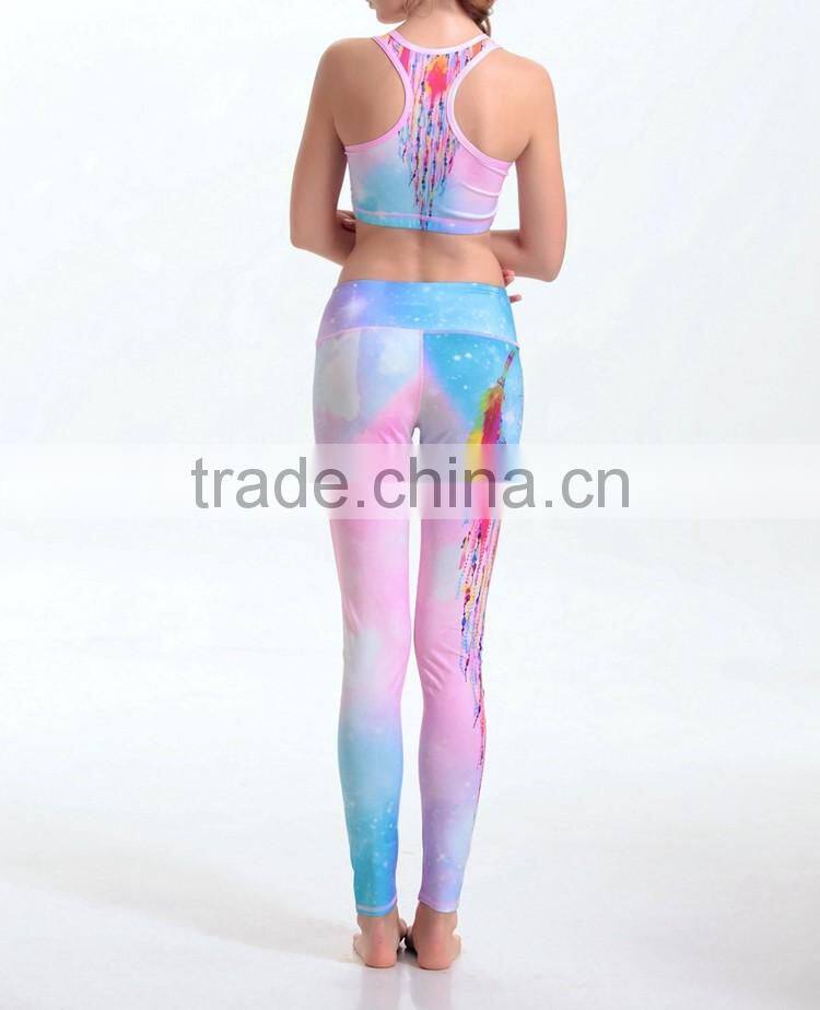 Athletic Fitness Gym Sports Printed Bra Running Yoga Pants Leggings Outfits