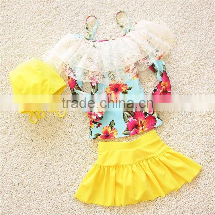 2017 Fashionable Cute Children Three Pieces Baby Girls Swimwear
