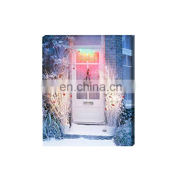 Led canvas art painting of single house around by trees