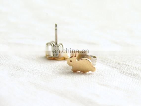 Teeny Tiny Gold Bunny stud Earrings Easter Rabbit Stud Earrings Simple Modern Jewelry