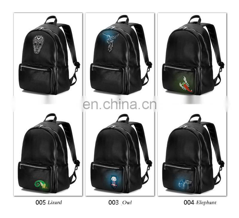 black PU teenager school bag with led backpack billboard