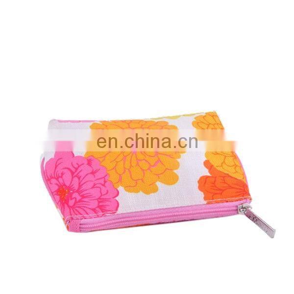 Wholesale printed canvas cosmetic bag with zipper