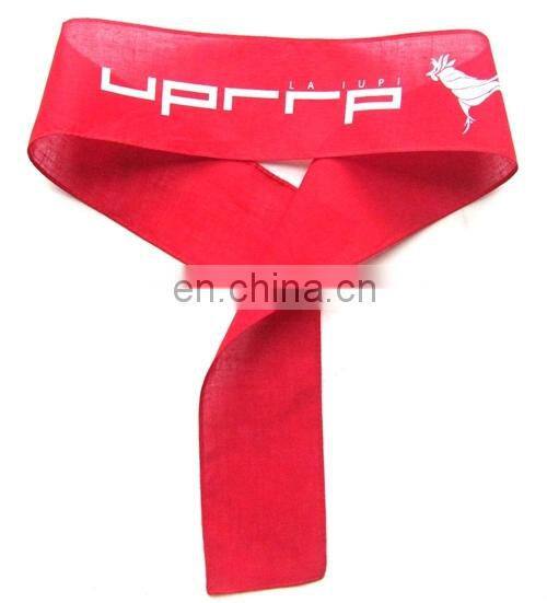 promotional sports band red ribbon with white printing cheering squad headband sports hairbow hair band advertising headwear