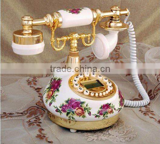 Decorative porcelain retro corded telephone analog antique telephone