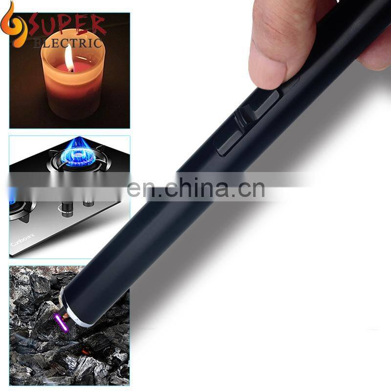 2019 Newest design Factory Cheaper wholesale stainless steel electric USB Arc candle lighter with safty lock and hanger