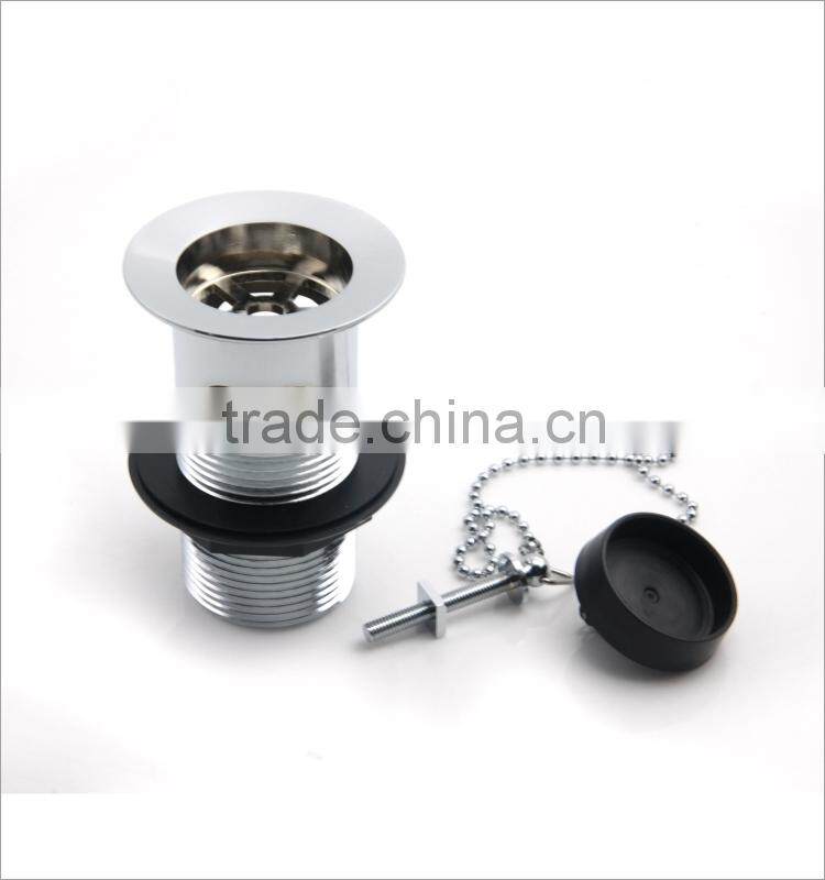 Basin Waste for Vanity Unit for Integral Overflow with Rubber Plug and Chain