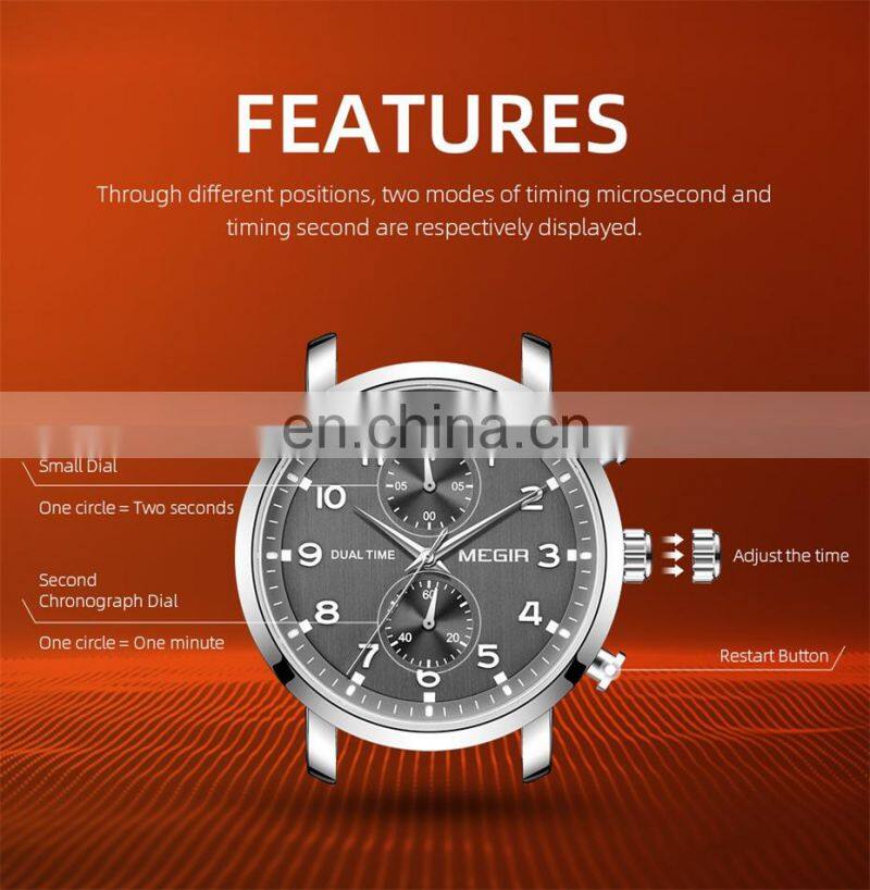 MEGIR 2160G Men Quartz Watch Luxury Fashion Waterproof Business Simple Watches For Men
