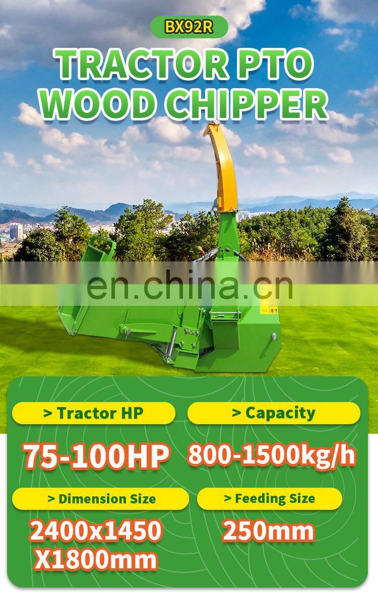 Professional pto Hydraulic Feeding BX92R Garden Leaf Mulcher Shredder Mulching Chipping branches wood chipper