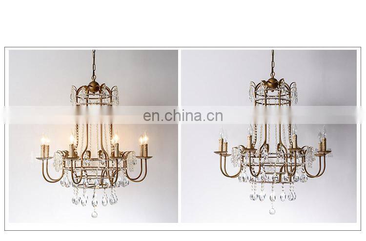 Vintage Bronze American Style Crystal Chandelier Bedroom Living room Kithce Candles Light Restaurant Hall Home Lamp Fixtures