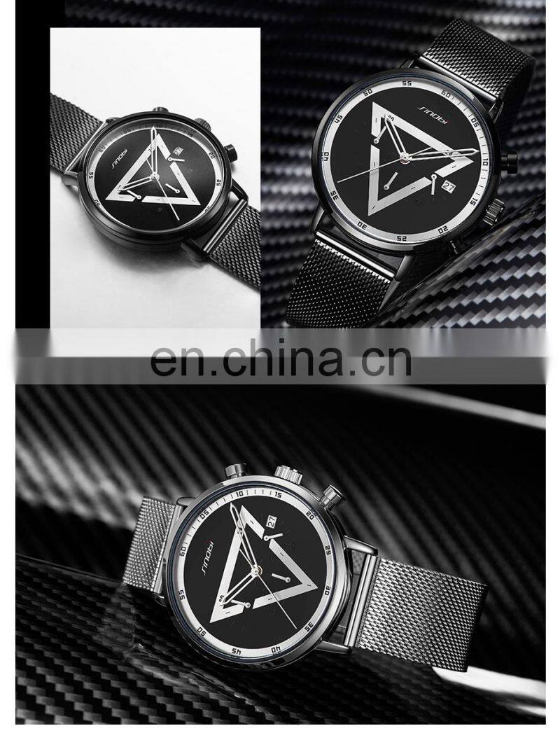 SINOBI Masculinity Multi-funtion Wristwatch Iron Triangle Dial Design Quartz Watch Wristwatches men watch luxury S9830G-D