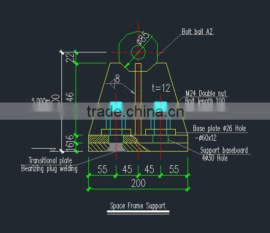 High strength light space frame steel structure airport terminal