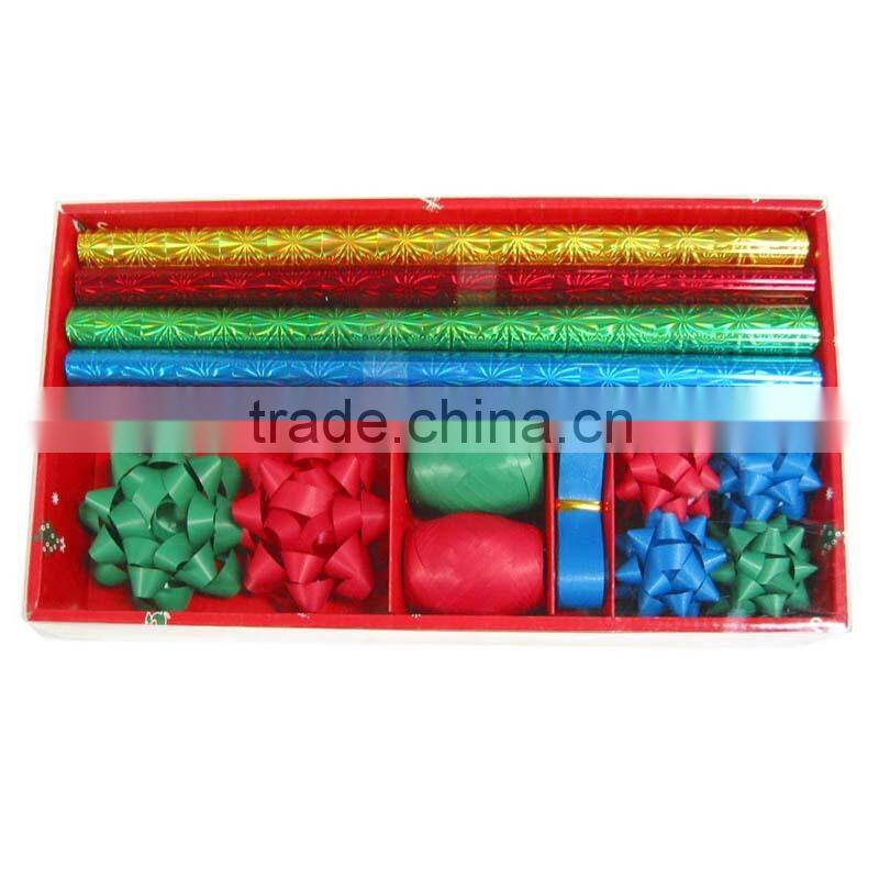 Metallic Poly Ribbon Egg and Bow Set Decoration Bow Set for christmas Holiday Decoration