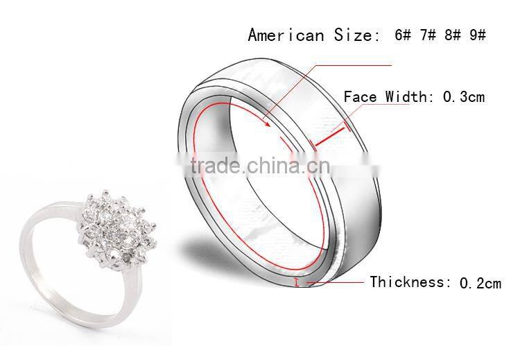 2015 hot new jewelry pave crystal wedding ring silver lady rings