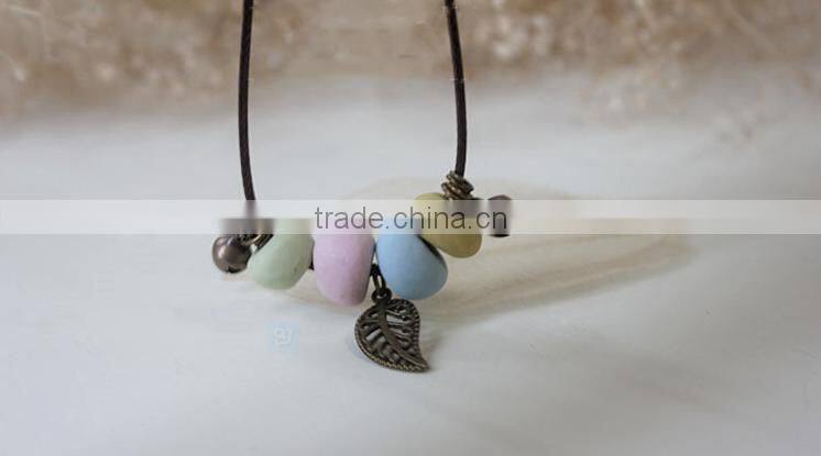 Fashion natural stone necklace multi color beads pendant necklace teenagers necklace