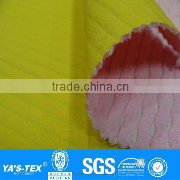 3 layers pink yellow ripple polar fleece boned stretch waterproof fabric for sportswear jacket winter dress