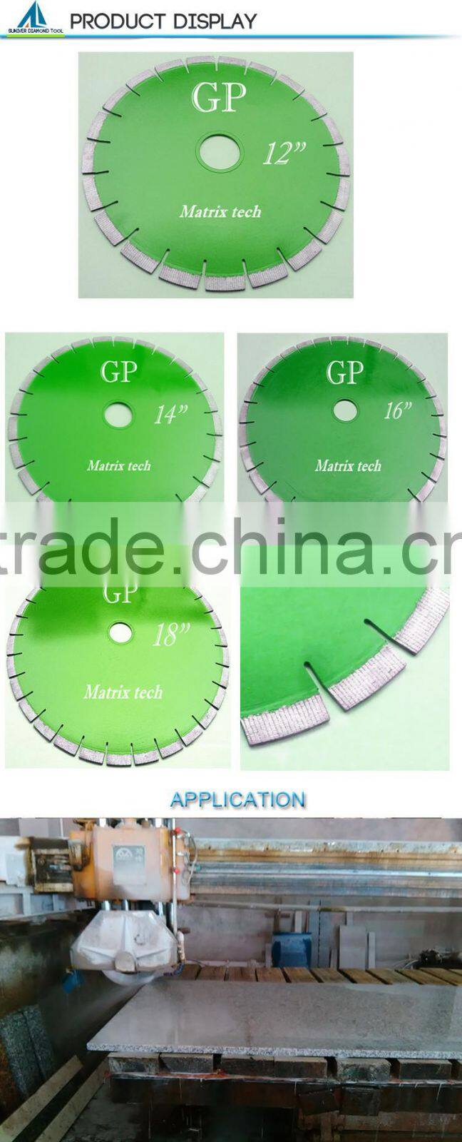 Diamond saw blade for cutting granite, trimming blade, bridge saw blade, 15mm tall