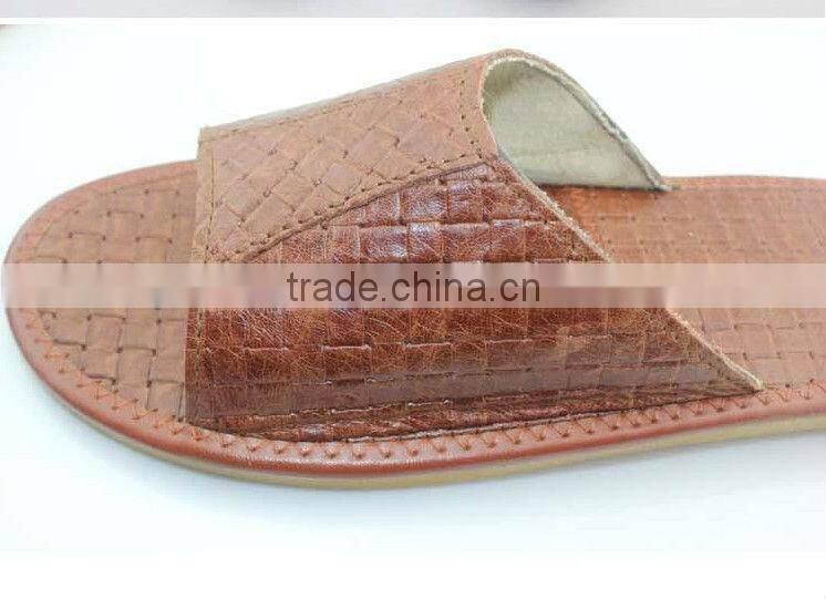 2014 Beach Nude Men Fashion Leather Open Toe Slipper