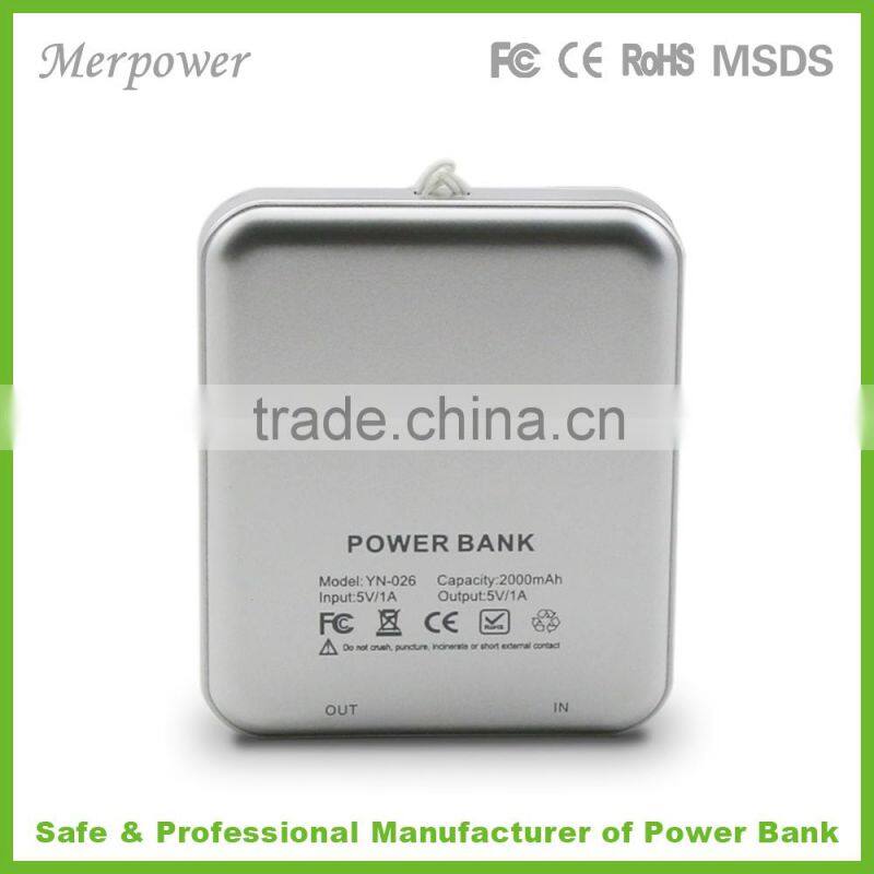 To high quality mirror Portable power bank rechargeable 2200mah