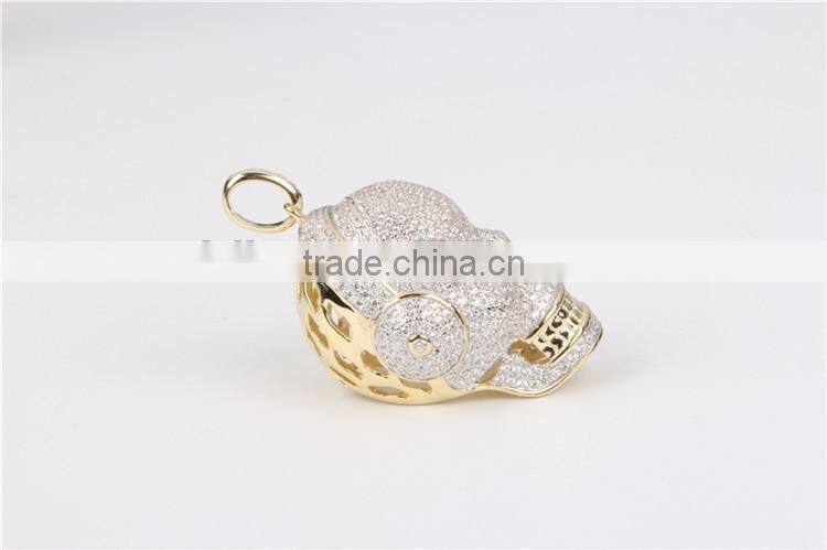 2016 Custom Hip hop jewelry skull pendant 925 silver sterling charm pendant
