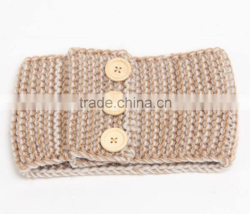 Wholesale Fashion Newest Crochet Patterns Girls Hair Accessories Button Knitted Headband