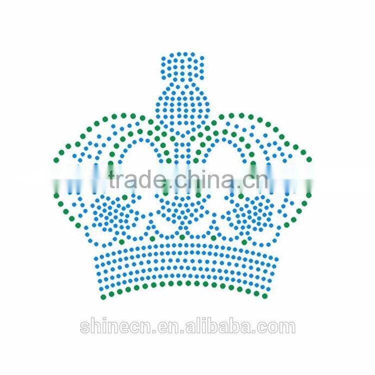 wholesale New design crown shape motif Middle east quality Fashion customized rhinestone heat transfer motif