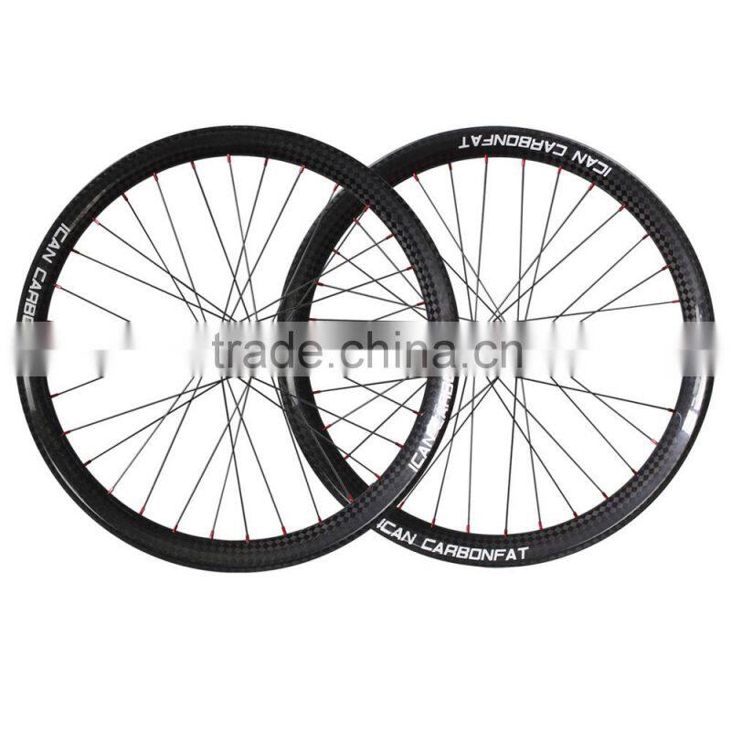 2015 ICAN BIKES 26er Carbon Fatbike Wheels 65mm width Thru Axle 32h Fat Bike Carbon Wheelset