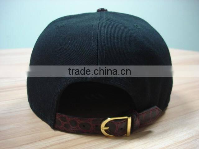 custom 3D sexy mouth embroidery leopard 5 panel woolen metal buckle snapback cap