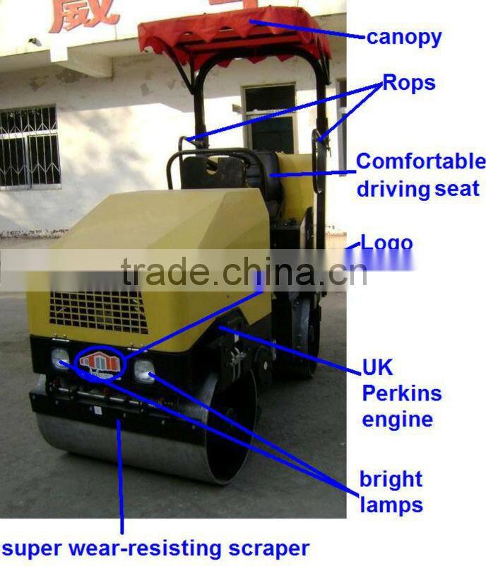 mini compactor,double drum JYL51C,work weight 1.8ton,UK engine