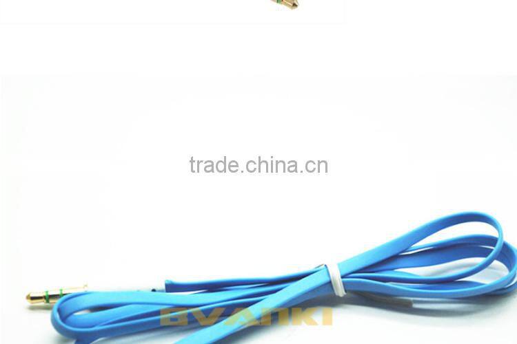 Hot Selling High Quality Colorful 3.5mm Male to Male Flat Noodle AUX Stereo Audio Cable