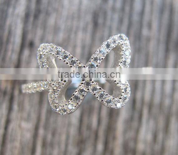 Butterfly Silver Crystal Rings Gemstone Rings Fashion Rings