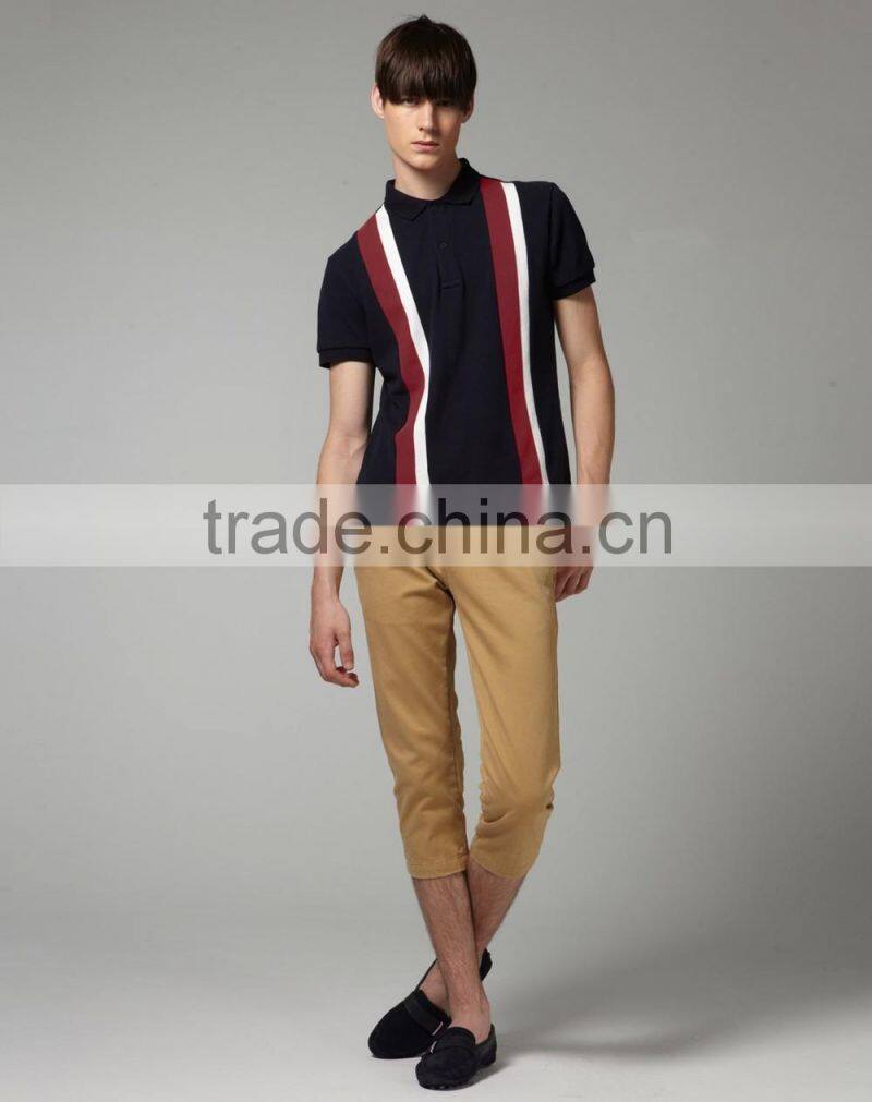 Vertical Striped Mens Polo Shirt / 60 % Cotton 40% Polyester Polo Shirt / Design Color Combination Polo T Shirt