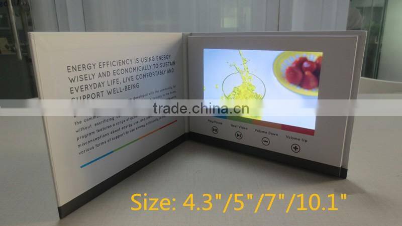 5 inch LCD promotional video card booklet tft screen video greeting card